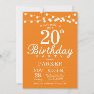 20e anniversaire Invitation Orange