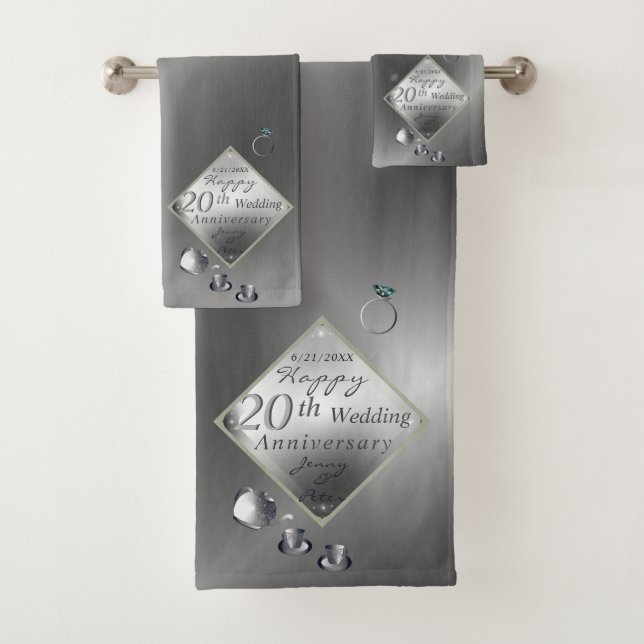 20e série de serviettes de bain en platine Emerald (En situation)