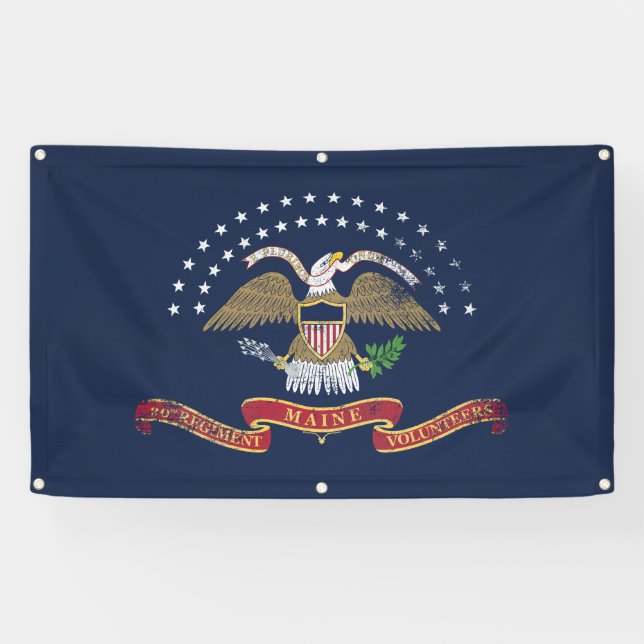 20ème Bannière de drapeau du Maine - cru affligé (Horizontal)