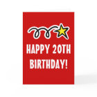20ème carte d'anniversaire heureuse pour les