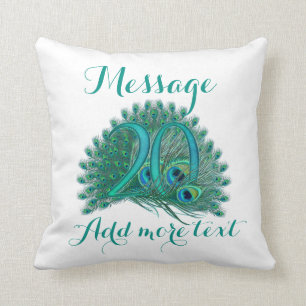 20ème coussin customisé des textes d'anniversaire