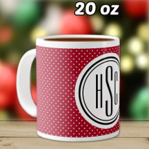 20oz Big Monogram Red & White Swiss Dots
