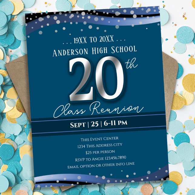 20th Alumni High School Reunion Blue Announcement (Creator Uploaded)