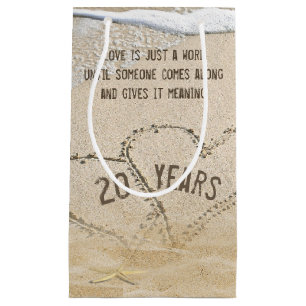 20th Anniversary Beach Hearts and Starfish Small Gift Bag
