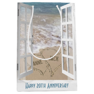 20th Anniversary Beach Hearts Medium Gift Bag