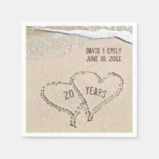 20th Anniversary Beach Hearts Napkins