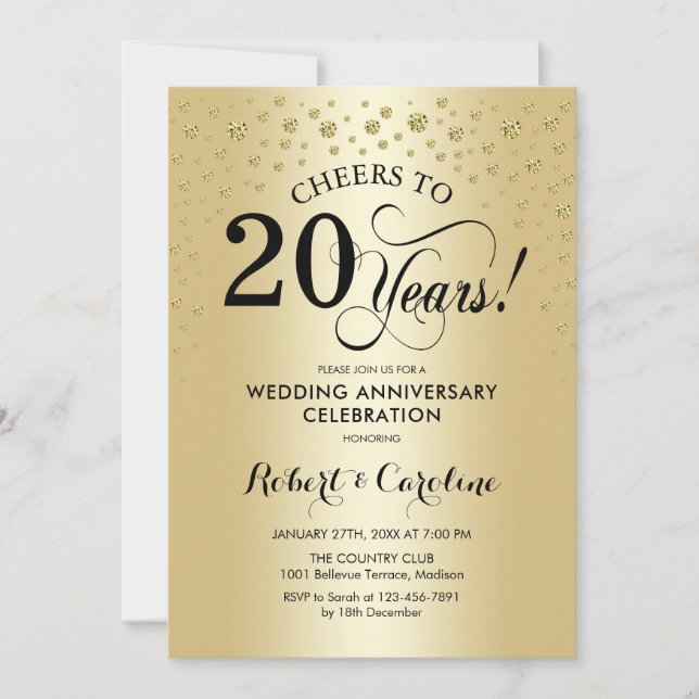 20th Anniversary Celebration - Gold Black Invitation (Front)
