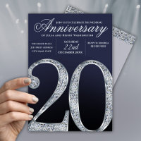 20th Anniversary Diamond Silver Dark Blue Years