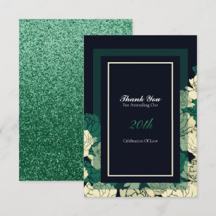 20th anniversary emerald green rose thank you card