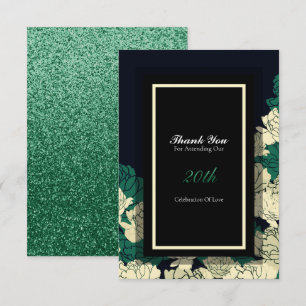 20th anniversary emerald green rose thank you card