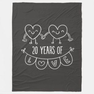 20th Anniversary Gift Chalk Hearts Fleece Blanket