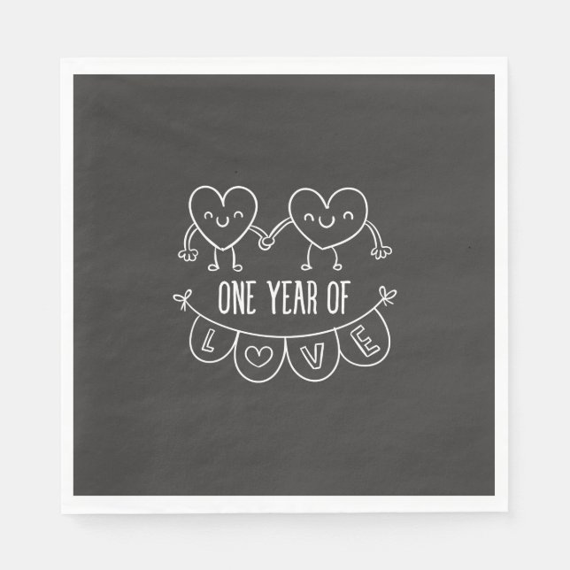 20th Anniversary Gift Chalk Hearts Napkin (Front)