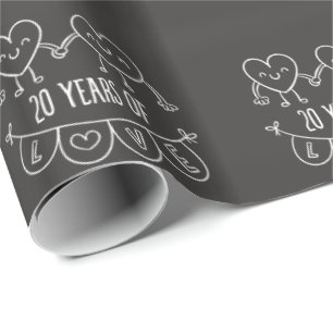 20th Anniversary Gift Chalk Hearts Wrapping Paper