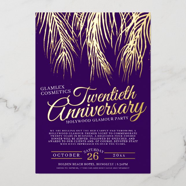 20th anniversary glamour party gold purple palms (Front)