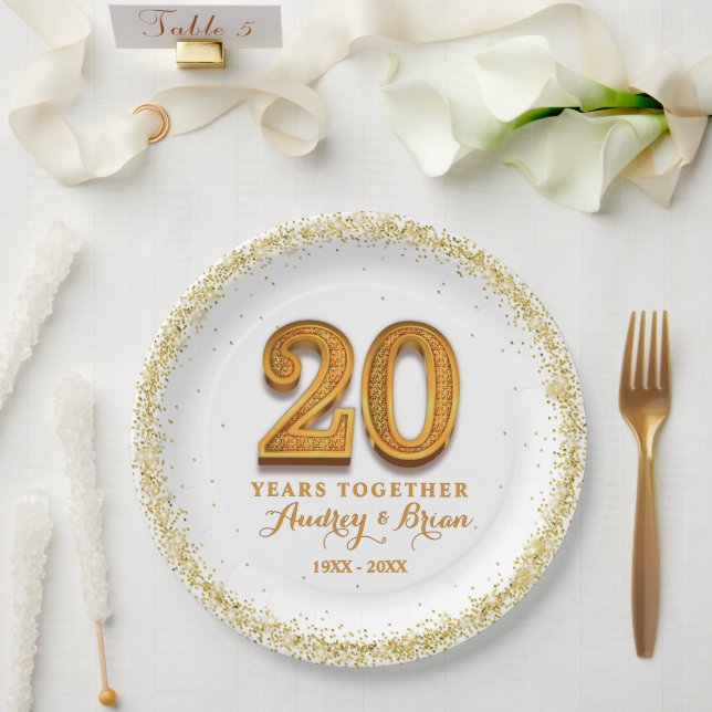 20th Anniversary Personalized Paper Plate (Wedding)