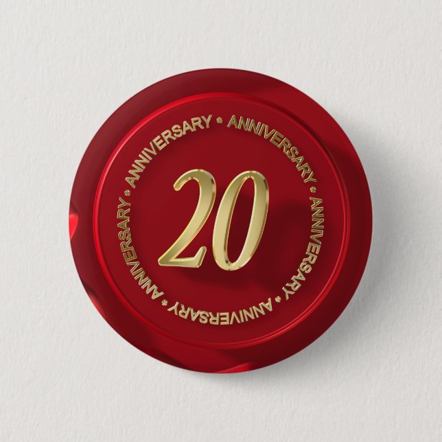 20th anniversary red wax seal 2 inch round button (Front)