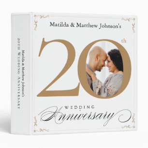 20th Anniversary White Gold Calligraphy Custom Binder