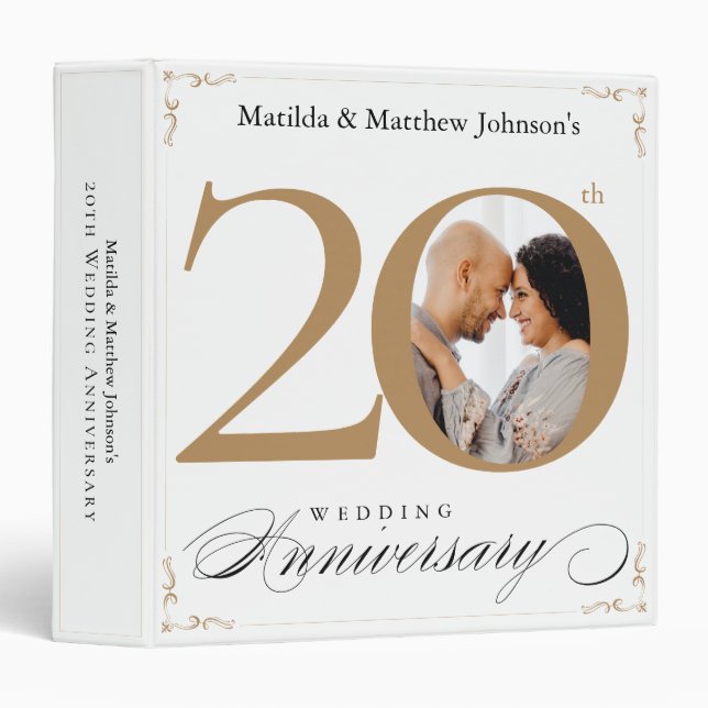 20th Anniversary White Gold Calligraphy Custom Binder (Front/Spine)