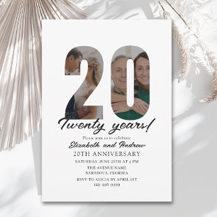 20th Anniversary with Photo Minimalist Invitation