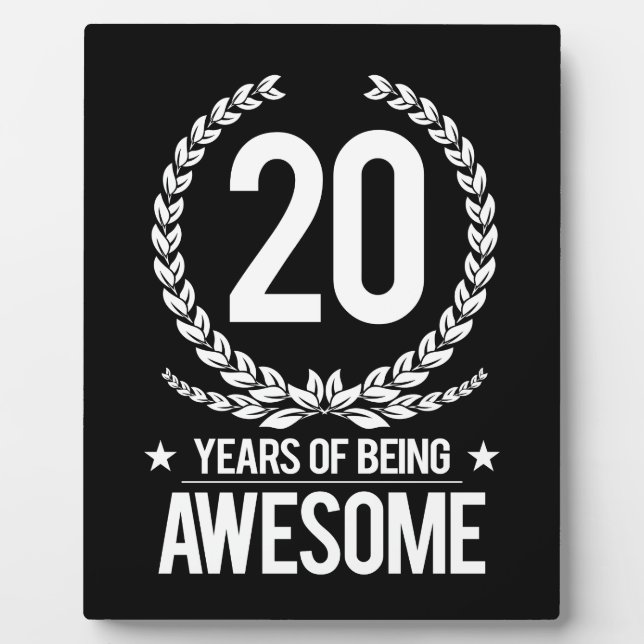 20th Birthday (20 Years Of Being Awesome) Plaque (Front)