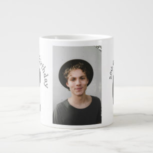 20th birthday add name photo date man blue white s large coffee mug