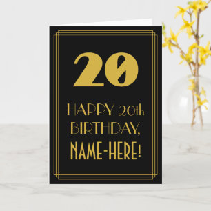20th Birthday ~ Art Deco Inspired Look "20" & Name Card