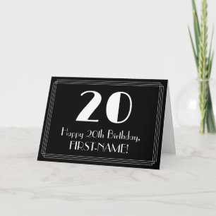 20th Birthday ~ Art Deco Inspired Look "20", Name Card