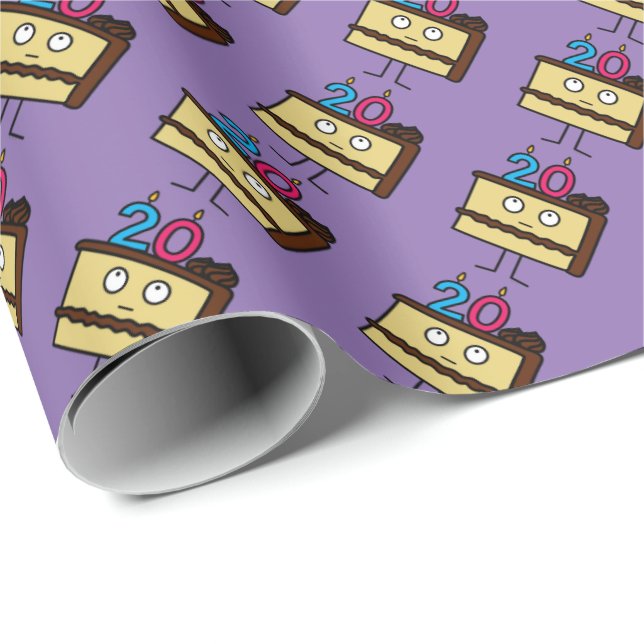 20th Birthday Cake with Candles. Wrapping Paper (Roll Corner)