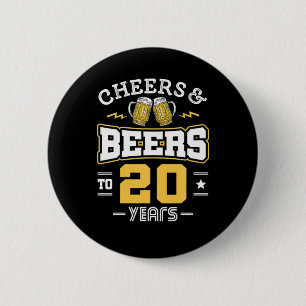 20Th Birthday Cheers And Beers Birthday 2 Inch Round Button