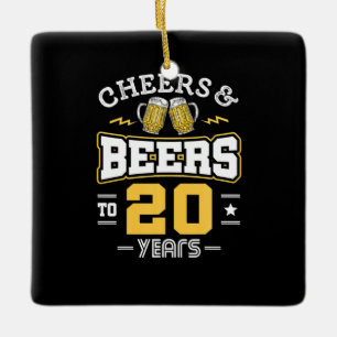 20Th Birthday Cheers And Beers Birthday Ceramic Ornament