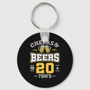 20Th Birthday Cheers And Beers Birthday Keychain