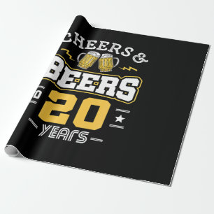 20Th Birthday Cheers And Beers Birthday Wrapping Paper