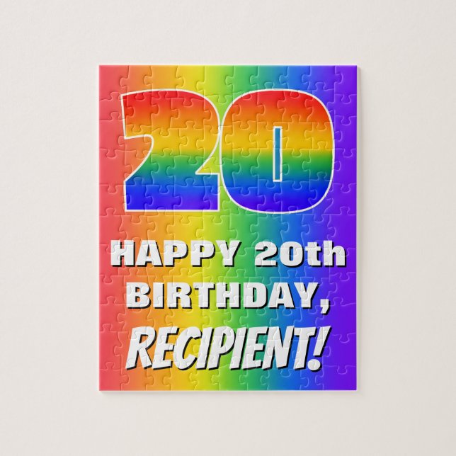 20th Birthday: Colourful, Fun Rainbow Pattern # 20 Jigsaw Puzzle (Vertical)