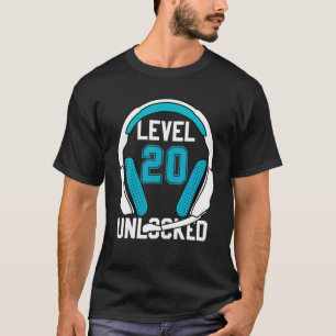 20th Birthday Cool Headset Gamer Boys Men Level 20 T-Shirt
