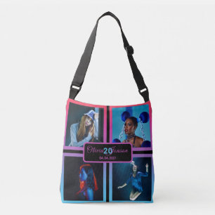 20th birthday custom photo collage woman black crossbody bag