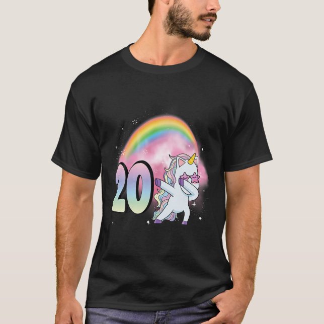 20Th Birthday Dabbing Party Unicorn Girl 20 Year O T-Shirt (Front)