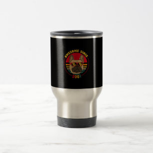 20th birthday french bulldog awesome since 2001 travel mug