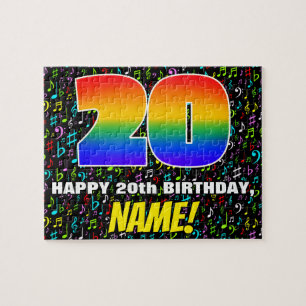 20th Birthday — Fun, Colourful Music Symbols & “20 Jigsaw Puzzle