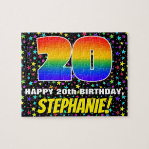 20th Birthday — Fun, Colourful Star Field Pattern Jigsaw Puzzle