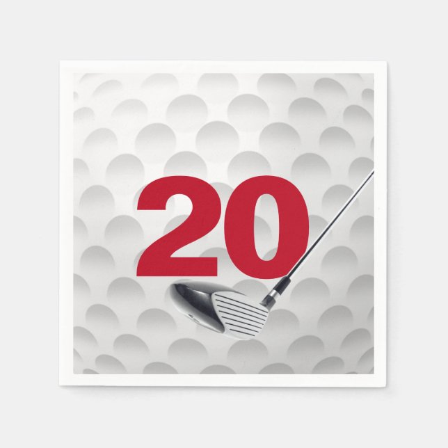 20th Birthday Golf Ball Napkin (Front)