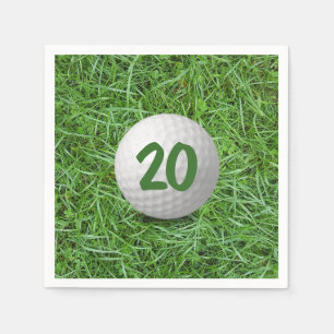 20th Birthday Golf Ball on Grass  Napkins