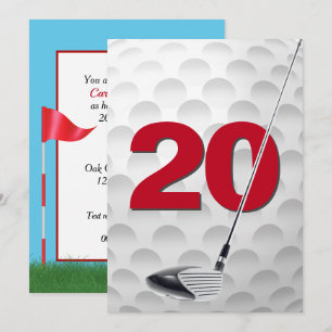 20th Birthday Golf Theme Party Invitation