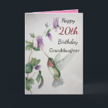 20th Birthday Granddaughter Pretty Hummingbird Card<br><div class="desc">Celebrate your granddaughter’s 20th birthday with a lovely hummingbird watercolor card. Modern and stylish,  the garden design was created with soft colors of cream,  green and pink. Perfect for a young woman who loves pretty pictures of charming birds and beautiful gardens.</div>