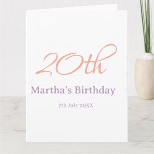 20th birthday green purple name simple trendy mode card