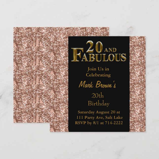 20th Birthday  Invitation (Front/Back)