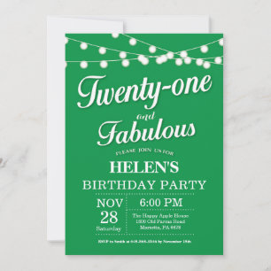 20th Birthday Invitation Green Fabulous