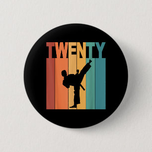 20th Birthday Karate Taekwondo Theme 20 Year Old 2 Inch Round Button