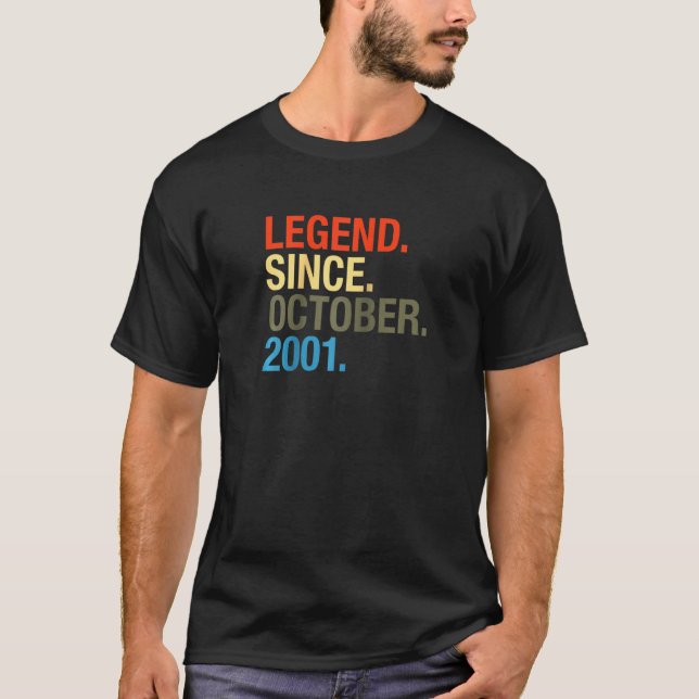 20th Birthday  Legend Since October 2001 Raglan T-Shirt (Front)
