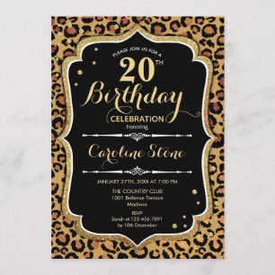 20th Birthday - Leopard Print Invitation