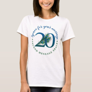 20th Birthday Or Anniversary Peacock Feathers T-Shirt